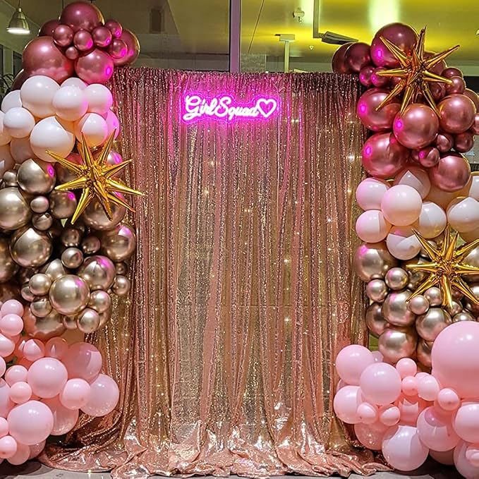 Poise3EHome Sequin Backdrop Curtain, 10Ft x 10Ft Rose Gold Glitter Photography Background Curtains, Sequence Xmas Thanksgiving Backdrop Drapes Decor - Image 3