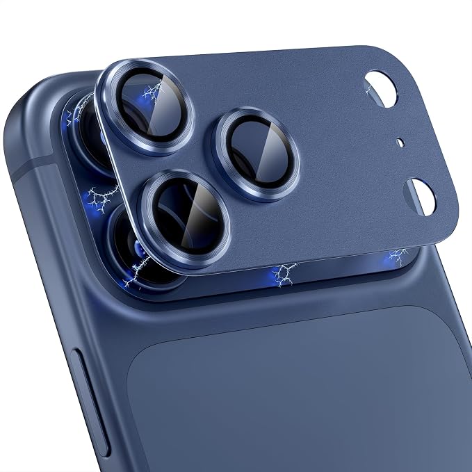 Choiche for iPhone 17 Pro Camera Lens Protector, Deep Blue | Metal Camera Cover with 9H Tempered Glass Lens Screen Protector Accessories, Strong Adsorption, Case-Friendly, 6.3-inch by Choiche
