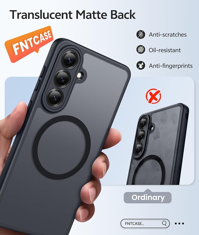 FNTCASE for Samsung Galaxy S26 Plus Case, Fit for Magsafe, Screen Protector | Full Camera Protection, Translucent Matte, 14FT Military Grade Drop Proof, Shockproof Protective Phone Cover, Black - Image 6