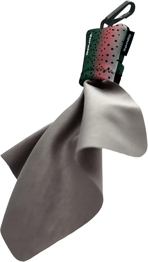 SPUDZ Ultra Microfiber Lens Cleaner with Closeable Bottom – Clip-On Pouch, Washable – for Binoculars, Scopes, Glasses, Screens | Ultra Mountain Rainbow, 6 x 6 Inch by SPUDZ
