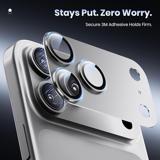 for iPhone 17 Pro Max Camera Lens Protector - 12FT Shatterproof | Military Grade Protection, Strong Adsorption, 9H+ Tempered Glass Camera Screen, Full Protective Cover, Case Friendly, White - Image 5