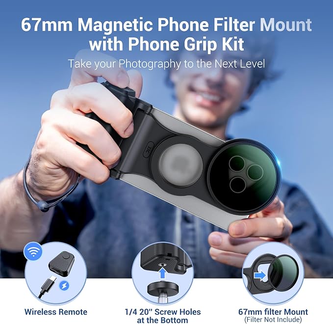 67mm CPL Filter Mount Kit for iPhone 17 Pro Max,with Magnetic Phone Camera Grip & EVA Storage Bag for iPhone 16 15 14 Pro Max Accessories,Circular Polarizer Lens Attachment Adapter Set for Photography - Image 5
