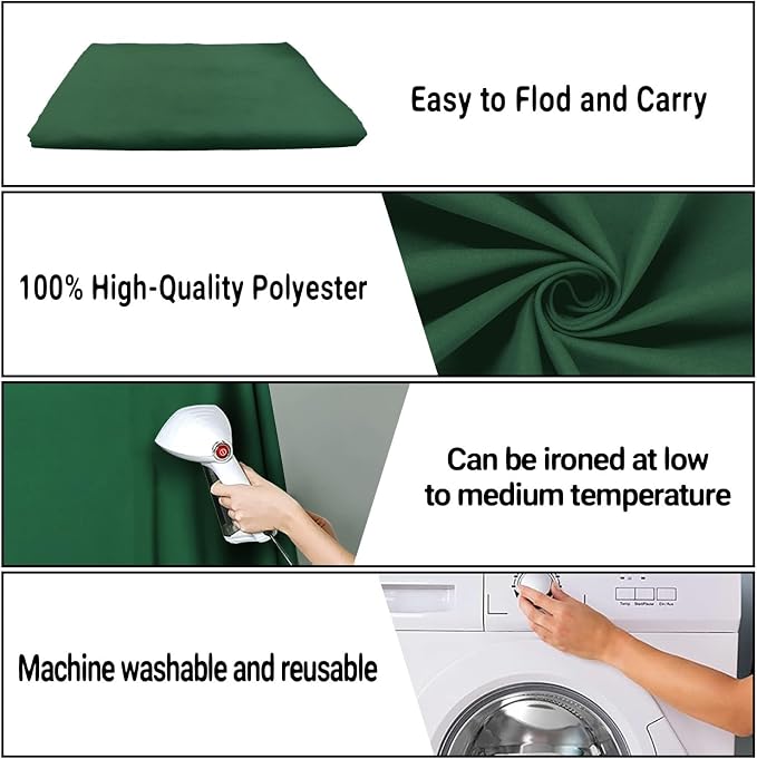 Dark Green Photography Backdrop for Photoshoot, Fabric 8x10ft | Polyester Studio Photo Backgrounds, Non Reflective, Easy to Hang, for Portrait Shoot, Product, Party Decor, Video Creation - Image 7