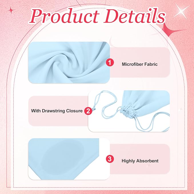 Ski Goggle Bag, Microfiber Bag with Cleaning Cloth Drawstring Pouch Soft Storage Sleeve Case Protection 2 Pcs & Light Blue-Fitting for (Snow Swimming Goggle/Sunglasses/Camera) - Image 3