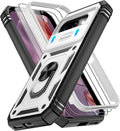 Gritup for Pixel 9A Case Military-Grade Shockproof with Kickstand | with 2 PCS Screen Protector, Slide Camera Cover, Heavy Duty Outdoor Protection Funda para Google 9 A Phone Cover, White+Black by Gritup