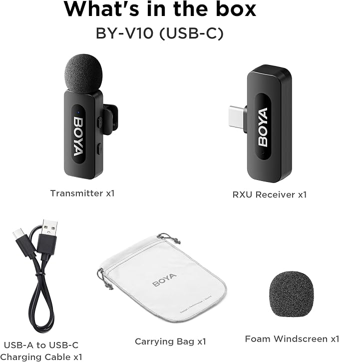 BOYA BY-V10 USB-C Wireless Lavalier Microphone for iPhone16/15 Android, Type-C Smartphone Laptop, Noise Canceling, Mini Clip-on Microphone for YouTube, Podcast, Facebook, TikTok Vlogging Recordings - Image 8