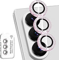for Samsung Galaxy Z Fold 8 Ultra Camera Lens Protector, Individual Metal Ring Tempered Glass Lens Cover, [Strong Adsorption] Scratch Resistant Ultra-Thin HD Clear Lens Cover, 1 Set-Pink Diamond by Btscase