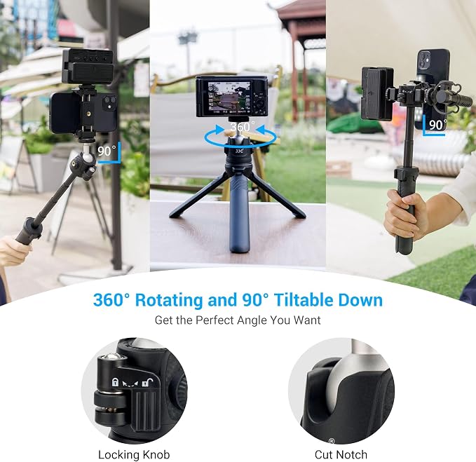 JJC Extendable Mini Tripod & Selfie Stick for Sony ZV-1F ZV-1 ZV-E10 A6100 | for Sony ZVE10 II ZV1F ZV-1 II ZV1 RX100 VII A6100 A6400, Canon PowerShot V1 SX740 HS G7X III II EOS R100 R50 & More - Image 4