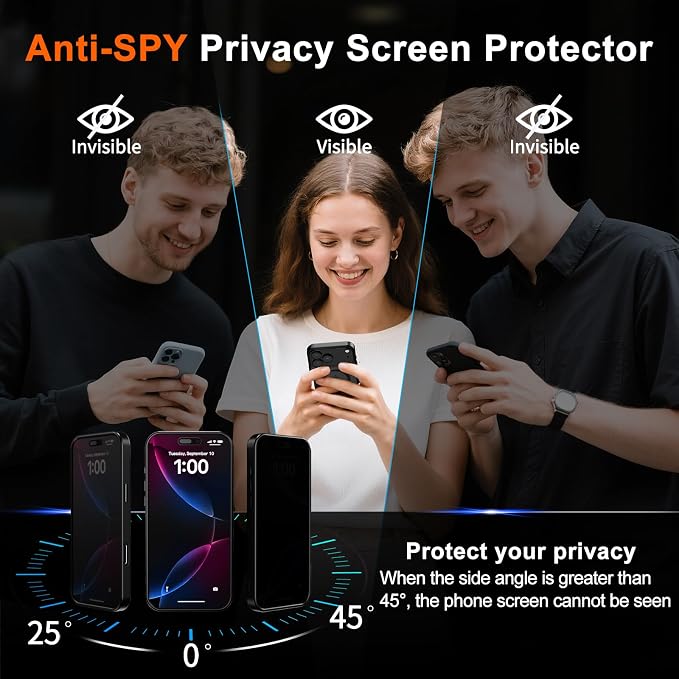 for iPhone 14 Pro Max Case with Privacy Screen Protector, Black | Full Camera Protection, Translucent Matte Magnetic, Compatible with MagSafe, Shockproof Phone Cover, Slim Fit - Image 7