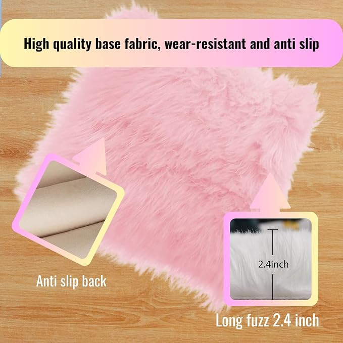 12inch Square Small Faux Fur Sheepskin Cushion Soft Plush Area Rug,Photo Background for Small Product Desktop Photography,Display and Decor,Jewelry,Nail Art,Locker Accessories (Grey) - Image 5
