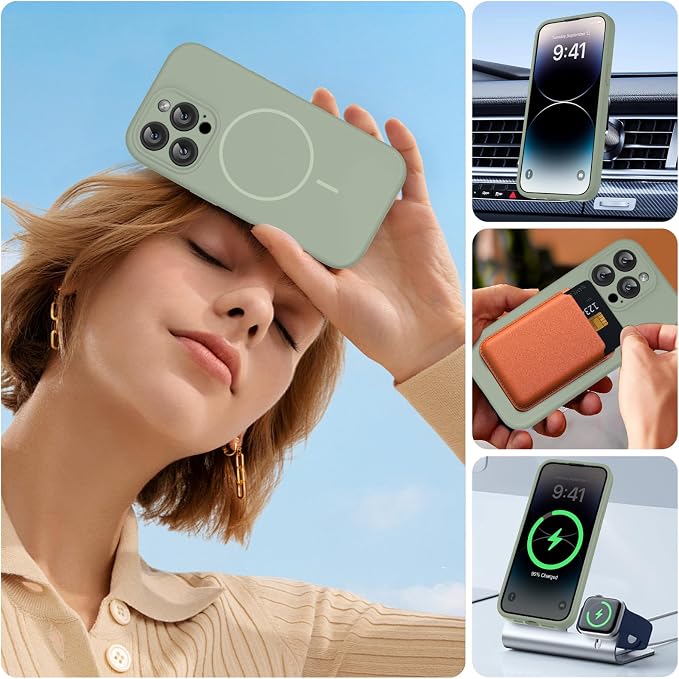 miracase Magnetic for iPhone 14 Pro Max Case, [Soft Anti-Scratch Microfiber Lining], Compatible with MagSafe, Silicone Shockproof Protection Phone Case for iPhone 14 Pro Max,Patina Green - Image 6