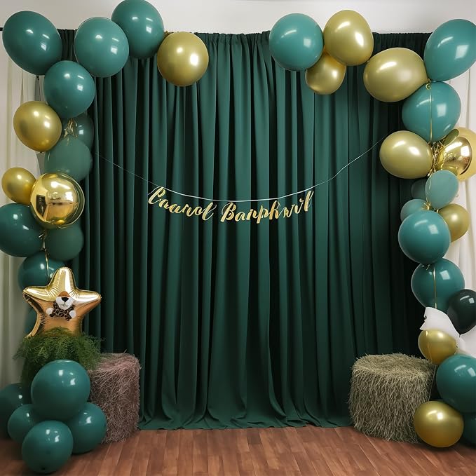 Hunter Green Backdrop Curtain-Wrinkle-Free Polyester Fabric Green Photography Curtains for Wedding Party Photo Background Decorations- 24 X10FT (Hunter Green) - Image 7