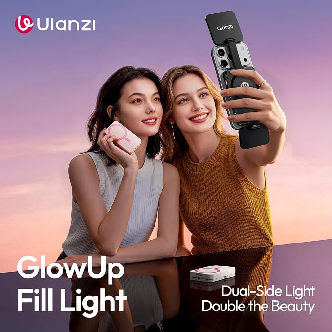 Ulanzi GL01 Magnetic Selfie Light LED Dual Fill for MagSafe iPhone 17 16 15 | Rechargeable Type-C 2700K-6500K Pocket Phone Light, Dual Sided Adjustable Brightness Phone Lighting for Vlog makeup Selfie - Image 2