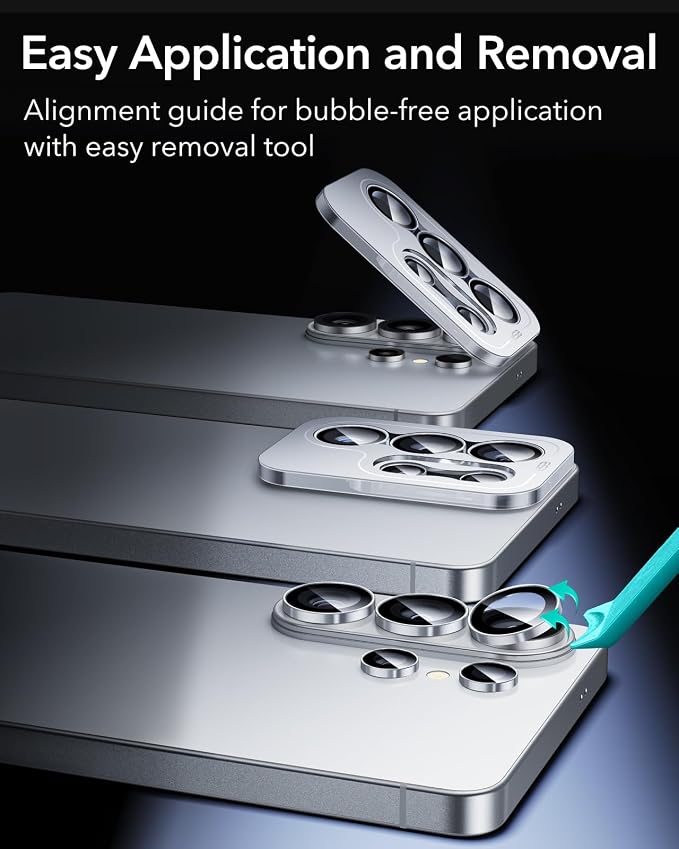 ESR for Samsung Galaxy S24 Ultra Camera Lens Protector, Individual Lens Protectors, Scratch-Resistant Ultra-Thin Tempered Glass with Aluminum Edging, Galaxy S24 Ultra Case Friendly, 1 Set, Silver | Individual Camera Cover, 9H Tempered Glass, Original C... - Image 7