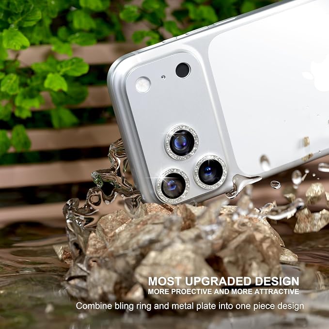 for iPhone 17 Pro Camera Lens Protector, Glitter Silver | [Military Grade Shatterproof] [Strong Adsorption] [Case Friendly] Matte Metal Tempered Glass Camera Screen Cover Accessories - Image 2