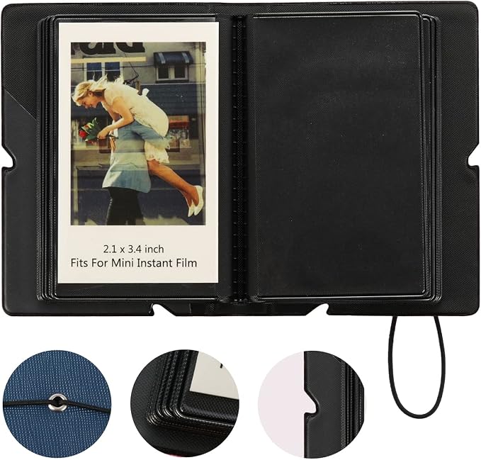2x3 Instax Mini Photo Album, 28 Pockets. Marine Blue, 2PK | Portable Wallet Size Album Stores 2x3 inch Instant Photos. Fits Polaroid, Instax Mini, Kodak Mini Prints and Zink. - Image 3