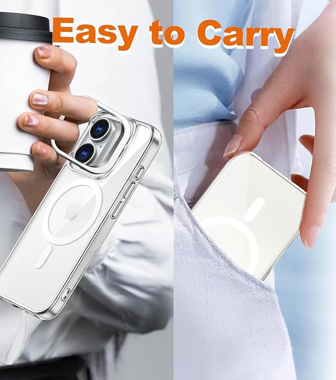 for iPhone 17 Pro Case Clear,Magnetic iPhone 17Pro Case with Screen Protector [Compatible with MagSafe], Shockproof TPU Cover for iPhone Pro 17 Phone Case Built-in Stash Stand - Image 6