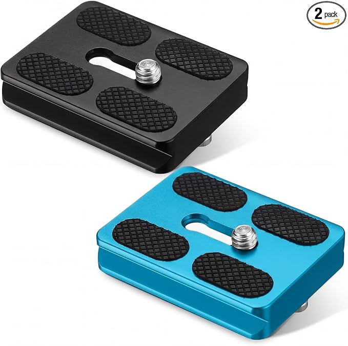 Frienda Quick Release Plate Tripod 1/4-20 DSLR,Pu50,Black and Blue | Tripod Mount Plate, Camera Tripod Mount for DSLR Camera Tripod Ball Head , Metal, 1.9 x 1.5 x 0.4 Inch by Frienda
