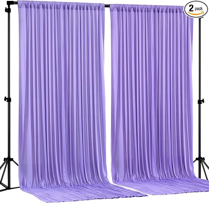 Lavender Backdrop Curtain 2 Panels-Wrinkle-Free Champagne Curtains Polyester Photography Drapes for Baby Shower Birthday Party Photo Background Backdrop Stand- 8 X10FT (Lavender) by WishCare