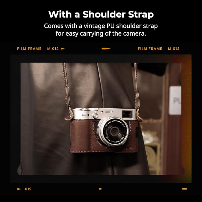SMALLRIG Leather Half Case for FUJIFILM X100VI, Flip Cover, Shoulder Strap | Genuine Leather Material, Portable and Protecting (Brown) - Image 7