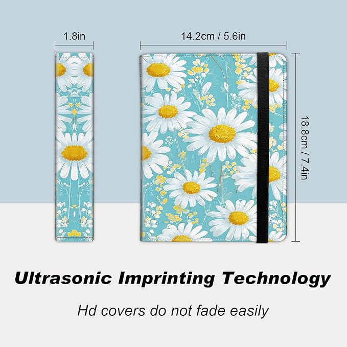 Small Photo Album 5x7, 60 Pockets Holds 120 Photos, Slip-in Pocket Photo Album with Black Elastic Band for Family Wedding Baby Travel Pictures, White Daisy Floral - Image 2