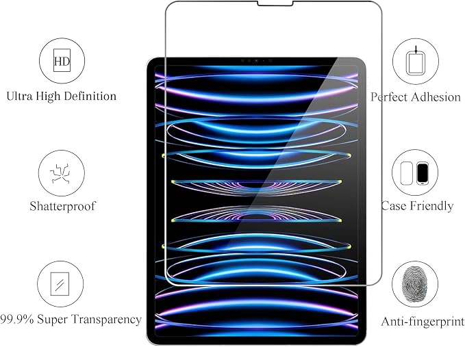 Ailun Screen Protector + Camera Lens Protector for iPad Pro 11 Inch | 2+2 Pack, 2022/2021/2020 (4th/3rd/2nd Generation), Tempered Glass 0.33mm, Face ID & Apple Pencil & Case Compatible - Image 2