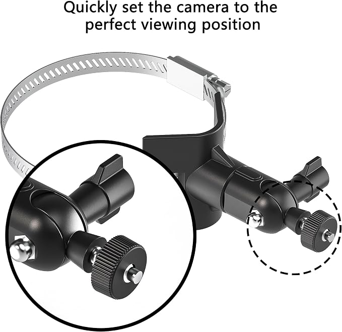 Universal Adjustable Stainless Mount Bracket Outdoor Security Camera 360 Degree Hoop Hose Clamp Pipe Poles Mount No-Drill Holes Compatible with Reolink/Nest/Arlo/Eufy/Wyze and Other Camera (Black) - Image 3