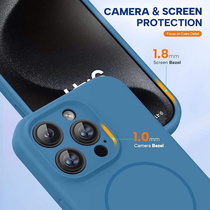 miracase Magnetic for iPhone 15 Pro Max Case, [Soft Anti-Scratch Microfiber Lining], Compatible with MagSafe, Liquid Silicone Case Shockproof Drop Protection Phone Case for 15 ProMax, Capri Blue - Image 7