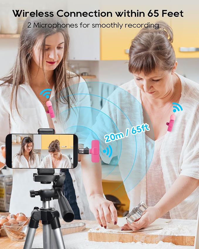 Mini Hot Pink Microphone for iphone Android Phone Tablet ipad PC, Usb C Wireless Lavalier Mic for Video Recording Vlogging Youtube Tiktok Podcast Interview content creators, Type C Tiny Microphones - Image 6