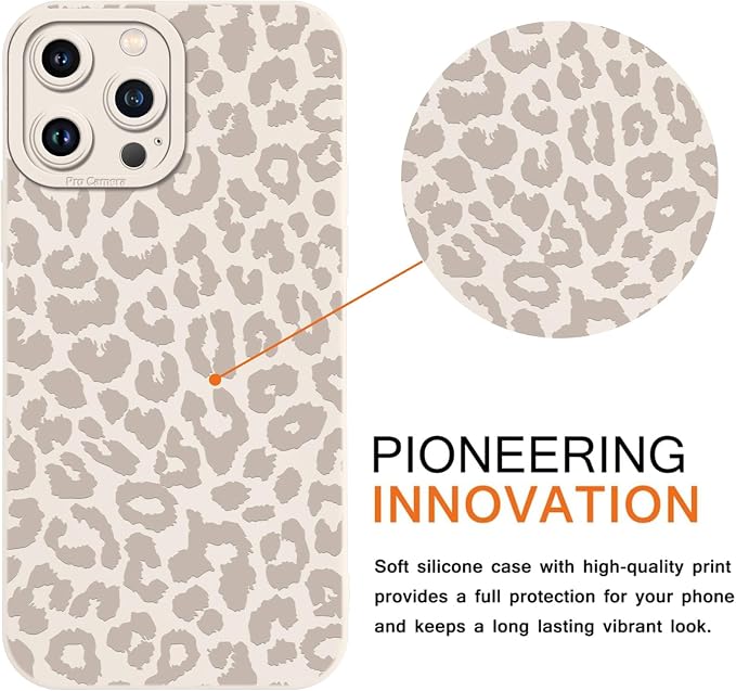 Cute Cheetah Print Phone Case for iPhone 15 Pro White Luxury Leopard Case 6.1", Aesthetic Pattern Design Cover Full Camera Lens Protective Shockproof Soft Slim TPU Funda for Women Girls - Image 3