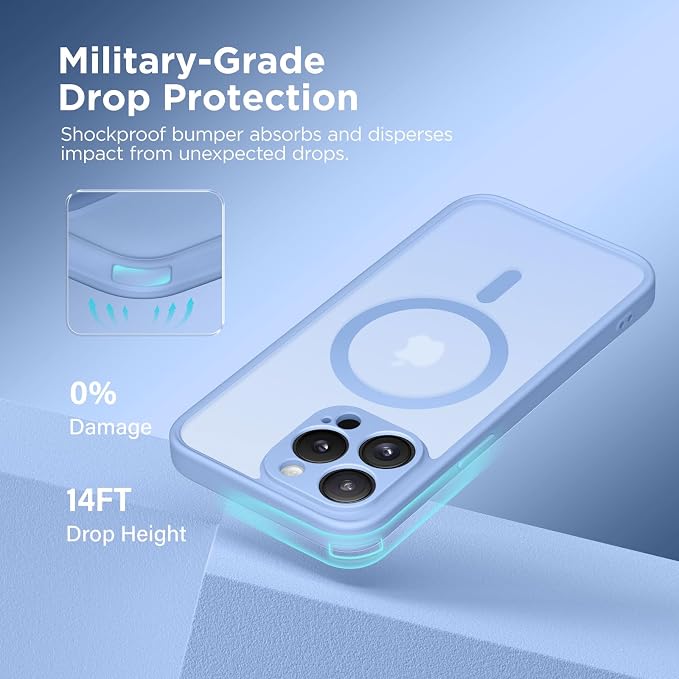 CAPRARO for iPhone 13 Pro Case, Compatible with MagSafe | Upgraded [Full Camera Protection] Shockproof Protective Slim Translucent Matte Magnetic Phone Case 6.1'', Snow Purple - Image 5