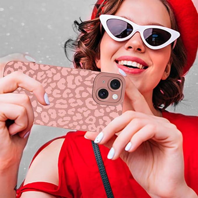 Cute Pink Cheetah Print Phone Case for iPhone 15 6.1" | Aesthetic Leopard Pattern Design Cover Full Camera Lens Protective Shockproof Soft Slim TPU Funda for Women Girls - Image 8