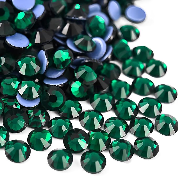 Jollin Hotfix Rhinestones Flatback Crystal Gems 6.4mm SS30, Dark Green | 288pcs Hot Fix Crystals Glass Rhinestones for Bedazzling, Crafting, Clothes, Shoes & Accessories DIY Decoration by Jollin