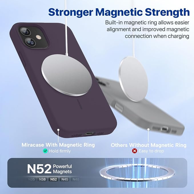 Miracase Magnetic for iPhone 12 Case/iPhone 12 Pro Case, Dark Purple | Compatible with MagSafe, Anti-Scratch Microfiber Lining, Premium Silicone Shockproof Drop Protection Phone Case for 12/12 Pro - Image 7