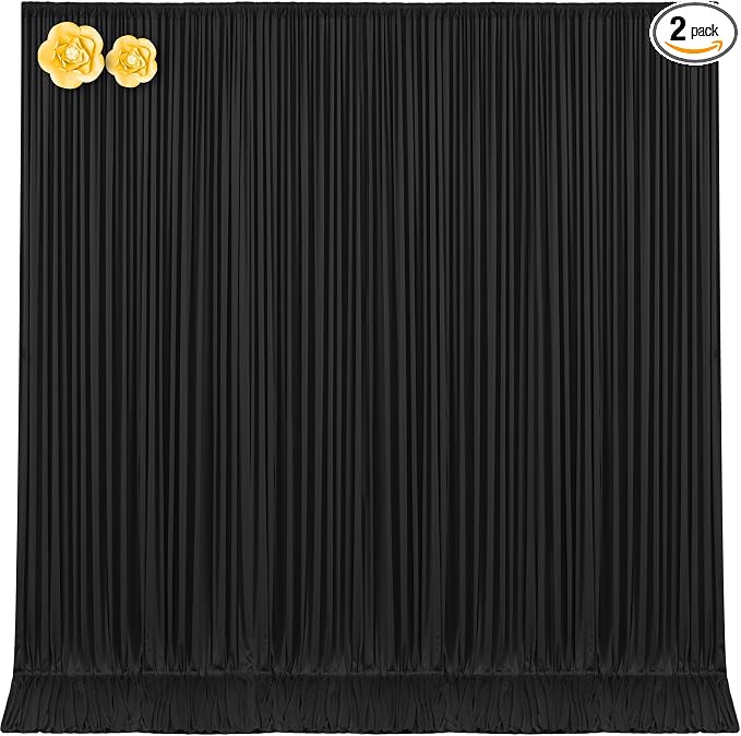 10x12 Black Backdrop Curtains for Wedding Party Wrinkle Free Backdrops Curtain Drapes Fabric Decorations Photo Back Drop Cloth for Baby Shower Photography Stage Reception 5ft x 12ft,2 Panels by Tao-GePartyDecorations
