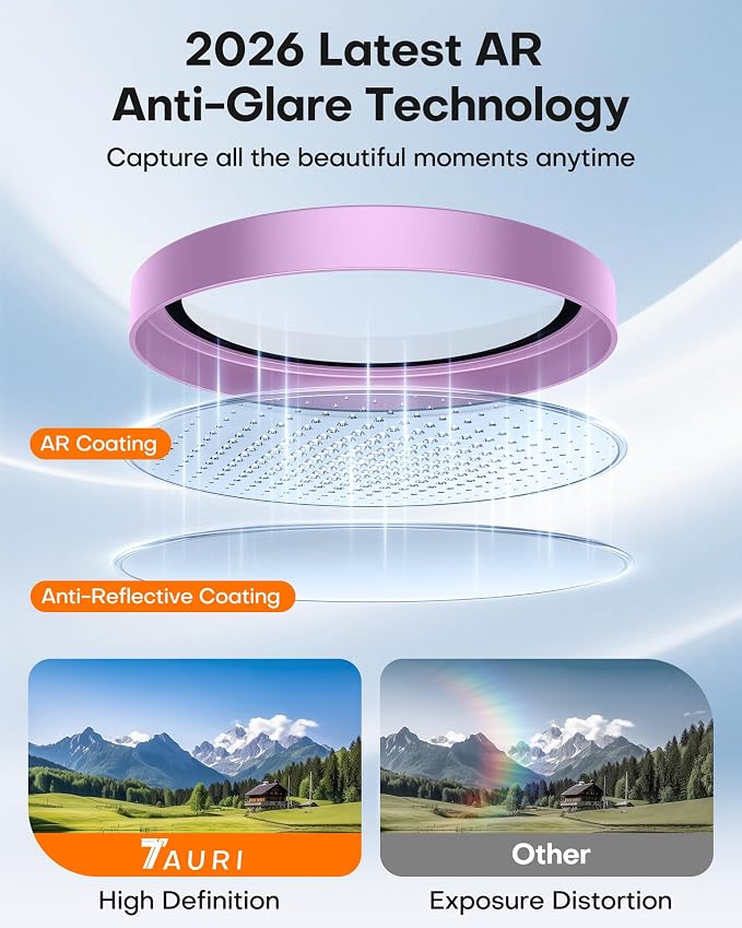 TAURI 2 Pack for iPhone 16/iPhone 16 Plus Camera Lens Protector, Pink | Full Coverage Military-Grade Shatterproof, Upgrade AR Anti-Reflection Ultra Clear Transmission & Case Friendly - Image 2