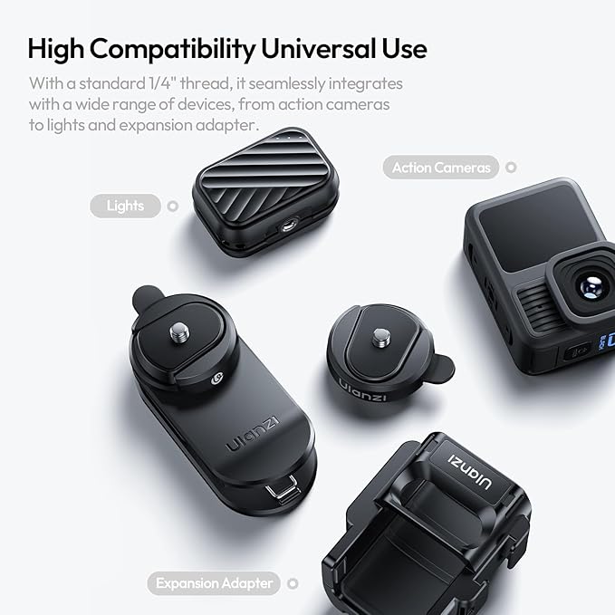 ULANZI CK01 Cka Quick Release Base Set Camera Accessories, Quick Setup Kit | with 1/4'' Screw for GoPro DJI Insta360 AKASO Action Cameras, Small Camera and Lights Super-Quick Switching - Image 6
