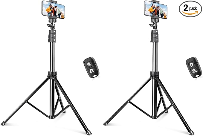 SENSYNE 72" Phone Tripod, Extendable Cell Phone Tripod Stand, Selfie Stick with Wireless Remote and Phone Holder, Compatible with iPhone Android Phone, Camera (Pack of 2) by sensyne