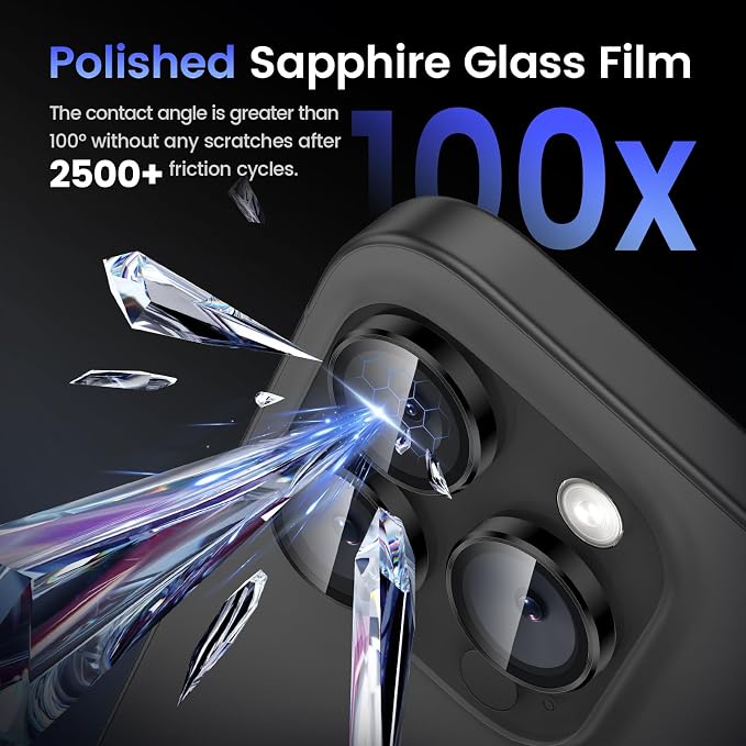 Tensea Camera Lens Protector Compatible for iPhone 17 Pro Max/17 Pro/15 Pro Max/15 Pro/16 Pro Max/16 Pro/14 Pro Max/14 Pro, Metal Tempered Glass Cover Camera Screen Protector Accessories,Case Friendly - Image 6