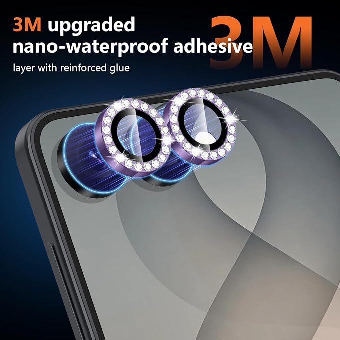 for Samsung Galaxy Z Flip 8 Camera Lens Protector, Individual Metal Ring Tempered Glass Lens Cover, [Strong Adsorption] Scratch Resistant Ultra-Thin HD Clear Lens Cover, 1 Set-Violet Diamond - Image 4