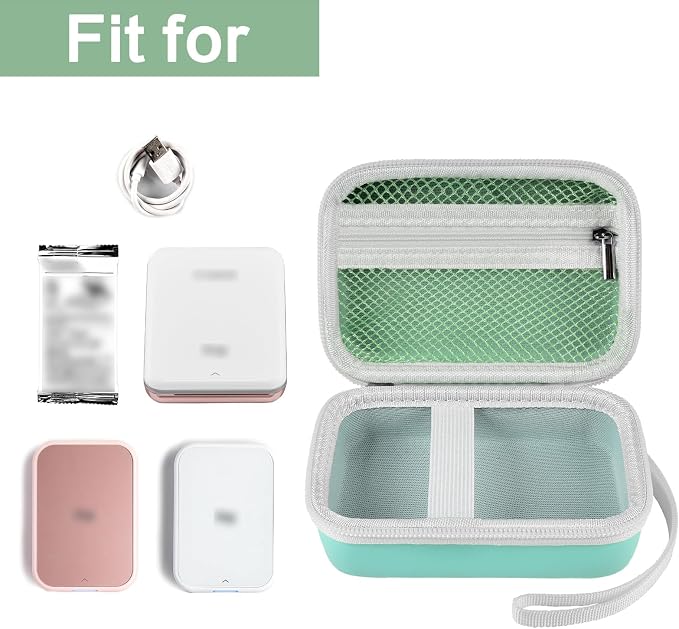 Case for Canon Ivy 2 / CLIQ+2/ CLIQ 2/ for KODAK Step Mini Photo Printer | Hard-shell EVA case, Zippered Mesh Pocket Fits Photo Paper & Cable, Securing Straps, Detachable Handle, Case Only, Green - Image 2