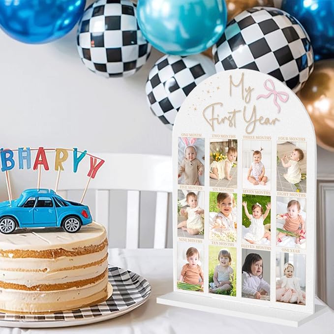 My First Year Photo Board Baby Milestone Signs One Year of Baby Photo Board, Best Babies Keepsake 10x14 Inches Acrylic Sign Decor Fits 2" x 3" Photo A20 - Image 4