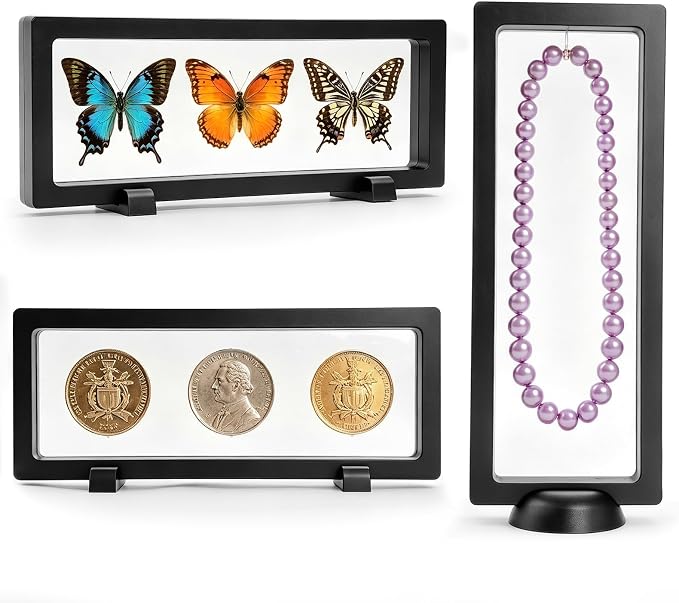 2Pcs 3D Floating Frame Display Stands, Transparent Display Case Holder with Bases, Clear Suspension Frame Showcase for coin Jewelry, Medallions, Antique, Specimens, 9.06x3.54inch - Image 5