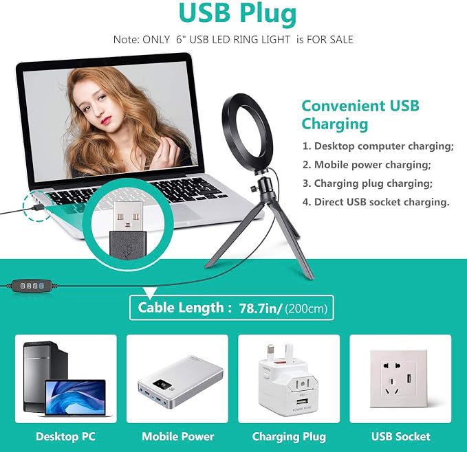 Ring Light OEBLD Dimmable with 3 Light Modes & 10 Brightness Level 360° Rotae LED Ring Fill Lights for Phone Live Stream Makeup YouTube Video Shooting (B(only 10'' Ring Light)) - Image 6