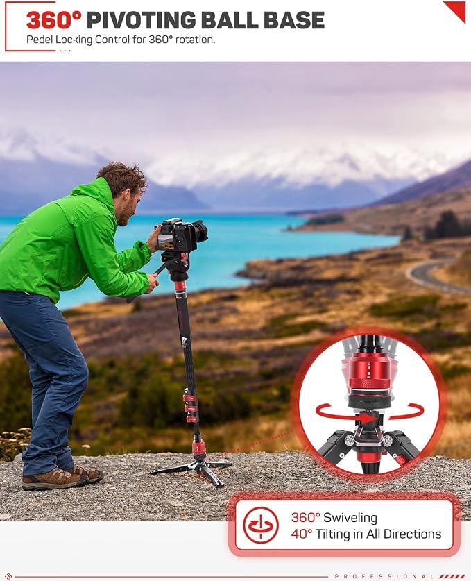 IFOOTAGE Cobra 3 C180F-P Monopod with Pedal and Feet 71" | Portable Travel Camera Monopod Stand Compatible with Sony Canon Nikon DSLR Cameras, Stable Support with Max Load 17.64 lbs - Image 8