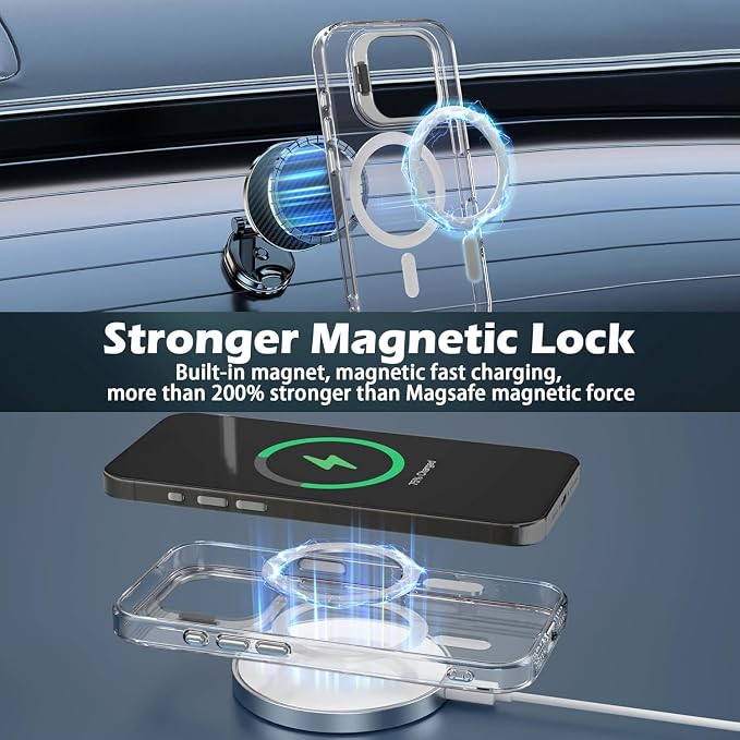 for iPhone 17 Pro Case Clear,Magnetic iPhone 17Pro Case with Screen Protector [Compatible with MagSafe], Shockproof TPU Cover for iPhone Pro 17 Phone Case Built-in Stash Stand - Image 4