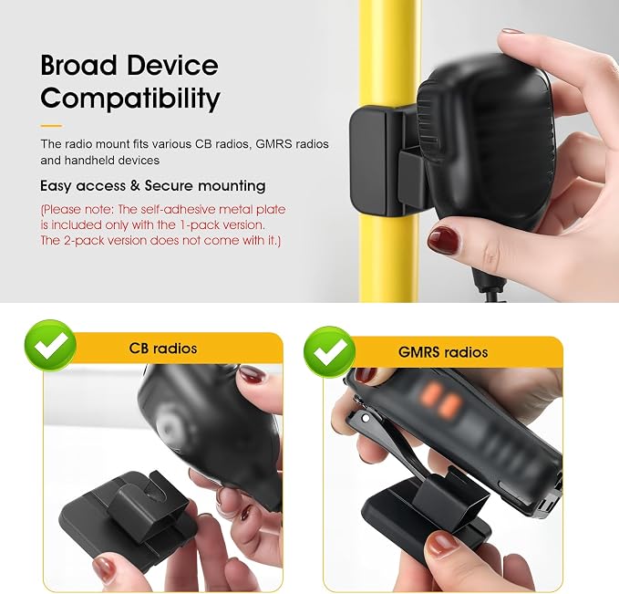No-Drill Universal Magnetic CB Radio Mic Holder, Flexible Mount with No-Scratch Rubber Magnet Base for Speaker Microphone, Handset, Walkie Talkie, Fits Truck, Golf Cart, UTV, Off-Road Vehicle, 2 Pack - Image 3