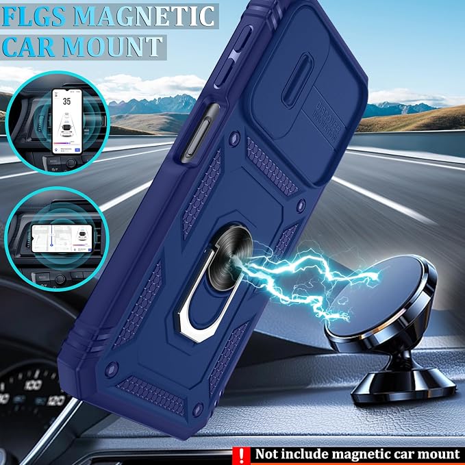 Fit for Samsung A24 Phone Case with 2PCS Screen Protector, Build in 360° Rotating Ring Kickstand, Military Grade Protective Case for Samsung A24 Case Phone, Blue - Image 5