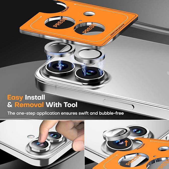 Camera Lens Protector for iPhone 17/16/16 Plus- White | 9H Tempered Glass, Metal Individual Camera Cover, Accessories, Anti-drop, Case Friendly, HD Clear, Anti-Scratch - Image 7