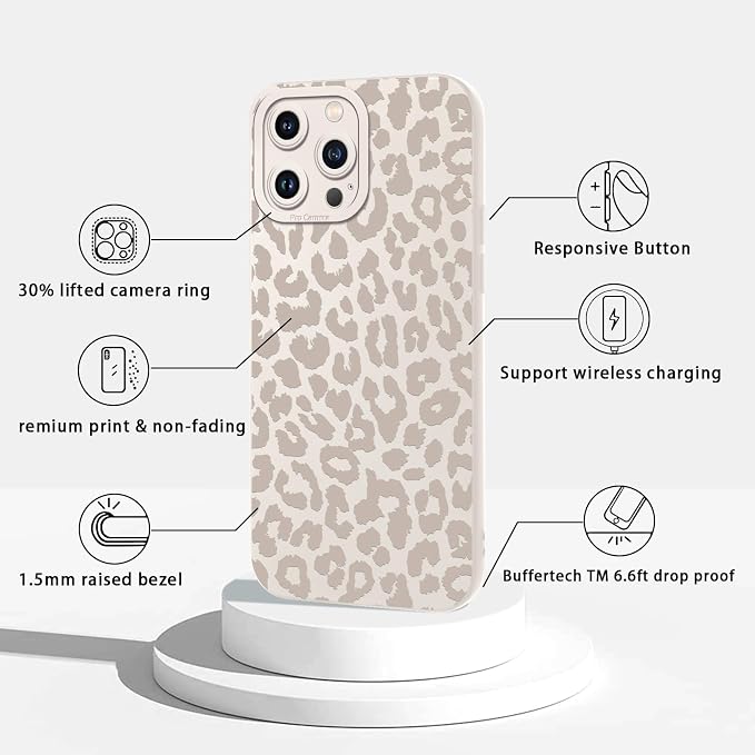 Cute Cheetah Print Phone Case for iPhone 15 Pro White Luxury Leopard Case 6.1", Aesthetic Pattern Design Cover Full Camera Lens Protective Shockproof Soft Slim TPU Funda for Women Girls - Image 5